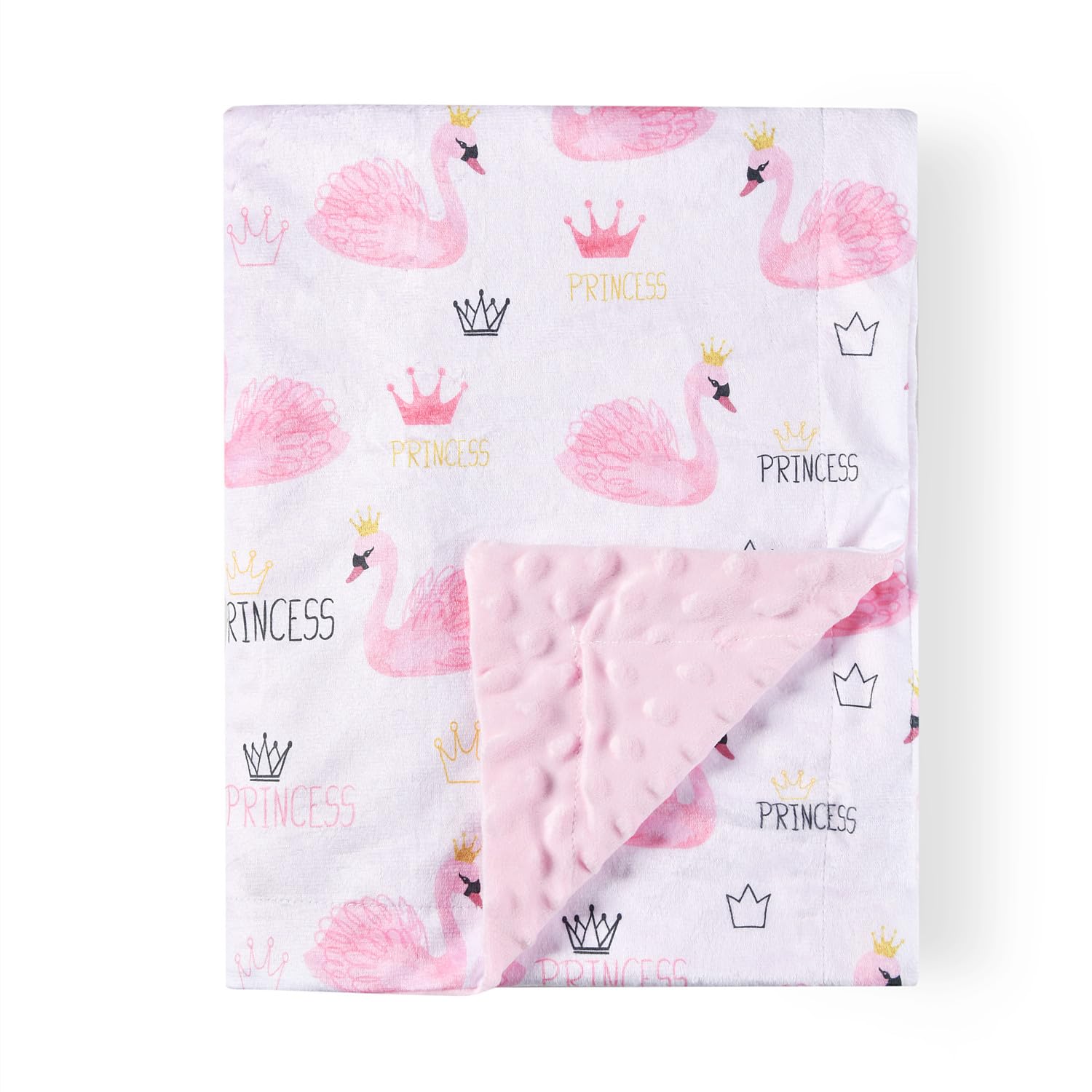 Brenaly Super Soft Minky Blanket pink swan front view for cozy sleep