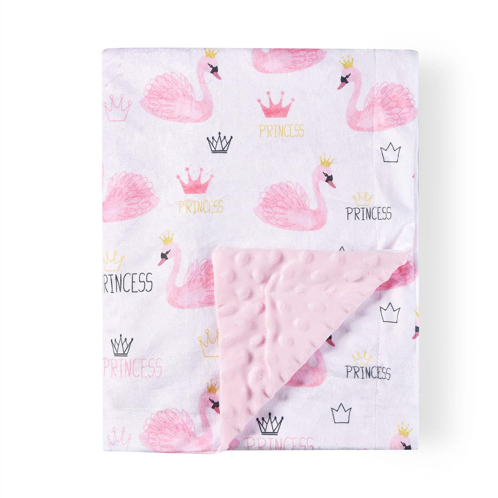 Brenaly Super Soft Minky Blanket pink swan front view for cozy sleep