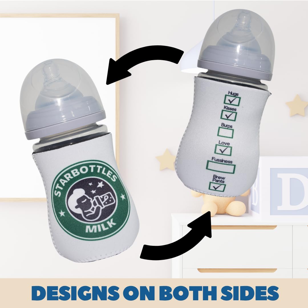 BREW PANTS bottle nipple detail design 2 closeup emphasizes safe silicone nipple for feeding.