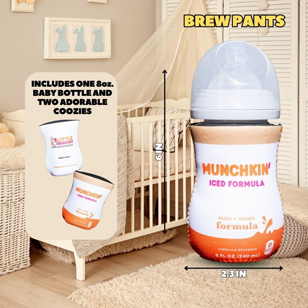 BREW PANTS coozies bottle inside view highlights included BPA-free bottle for safe feeding.