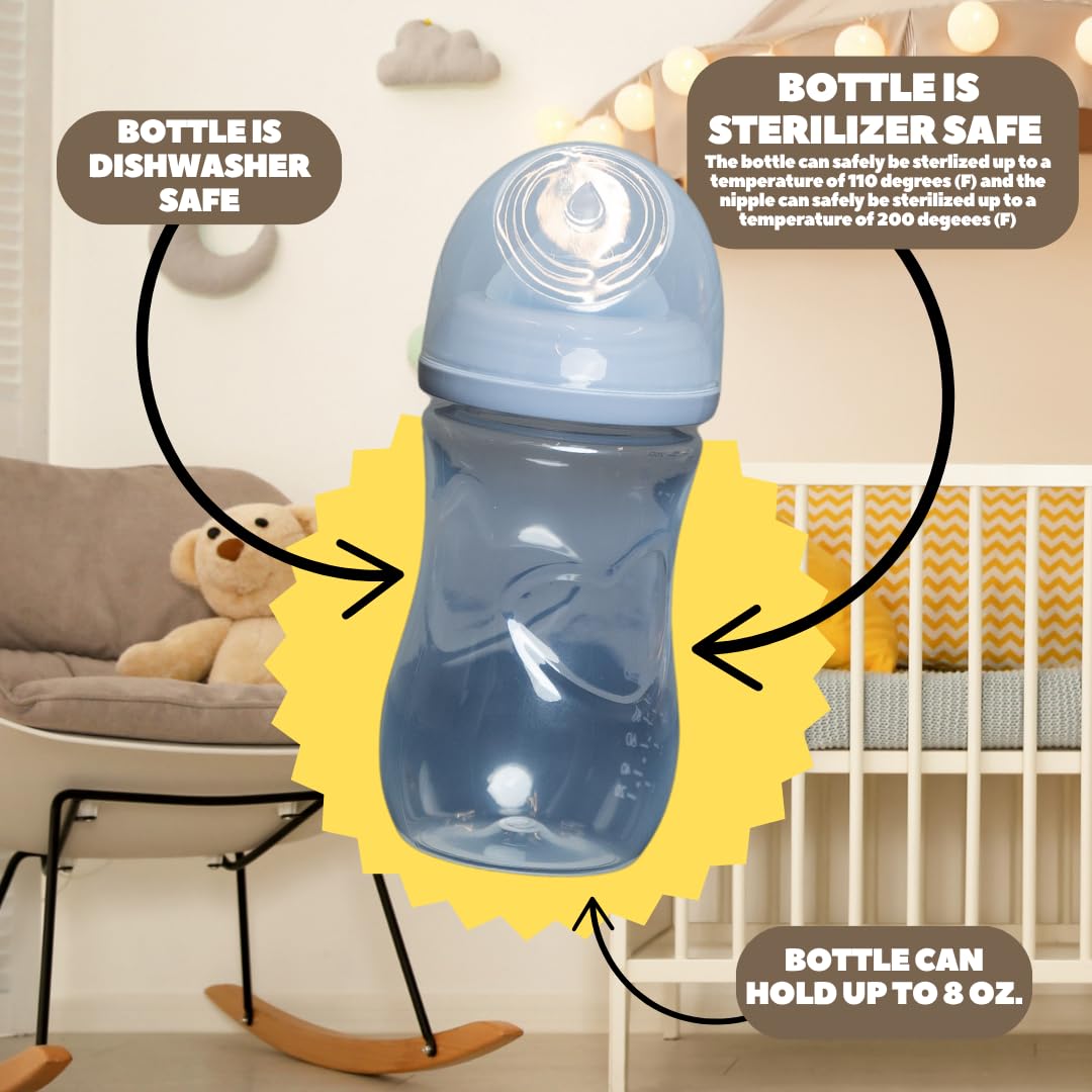 BREW PANTS sterilizer safe bottle design 2 bottles sterilize up to 110°F.