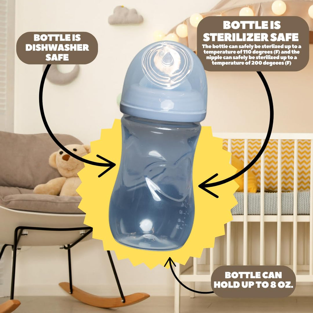 BREW PANTS sterilizer safe bottle design 2 bottles sterilize up to 110°F.