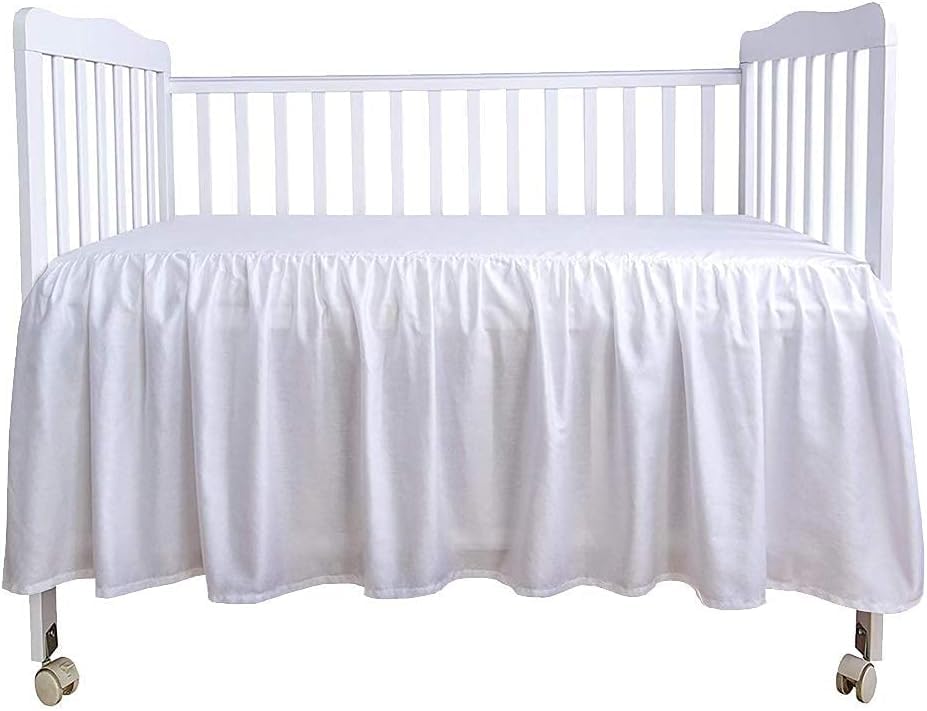 Bright Bedding dust ruffle closeup highlights soft microfiber for gentle baby comfort.