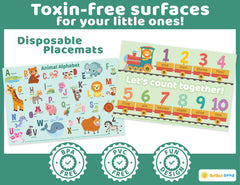 Bright Seed mealtime fun design placemats brighten dining and reduce mess.