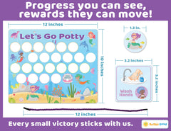 Bright Seed Mermaids Potty Chart in bathroom setup demonstrates easy at-home potty routine.