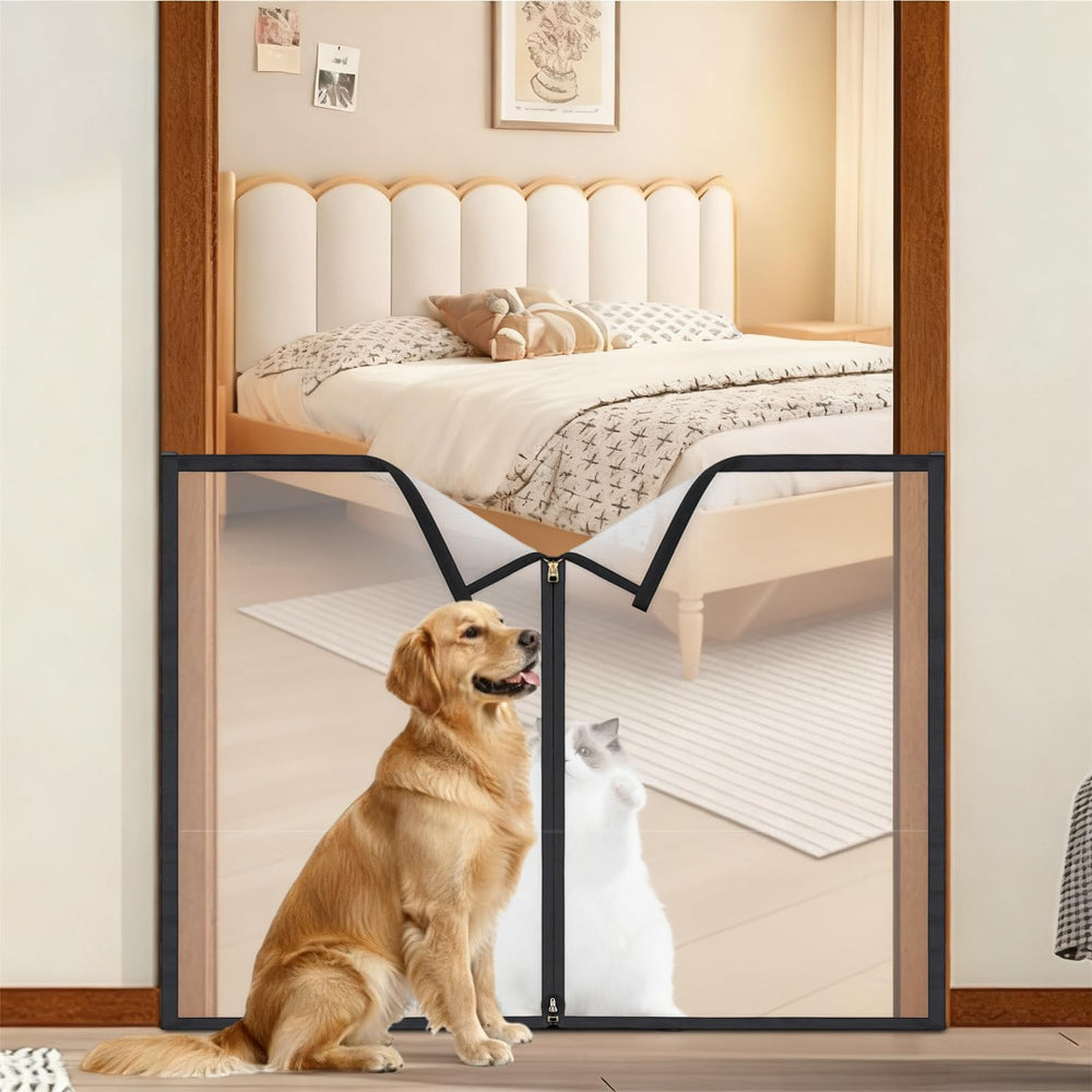 BrightRow dog gate mesh assembly demonstrates a secure enclosure for pets at playtime
