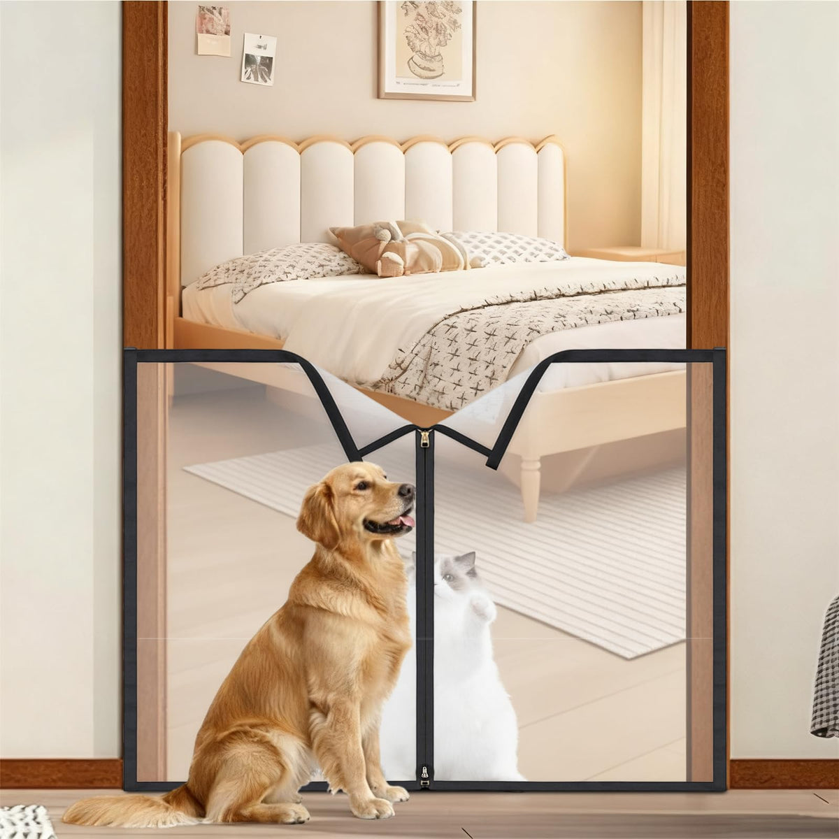 BrightRow dog gate mesh assembly demonstrates a secure enclosure for pets at playtime