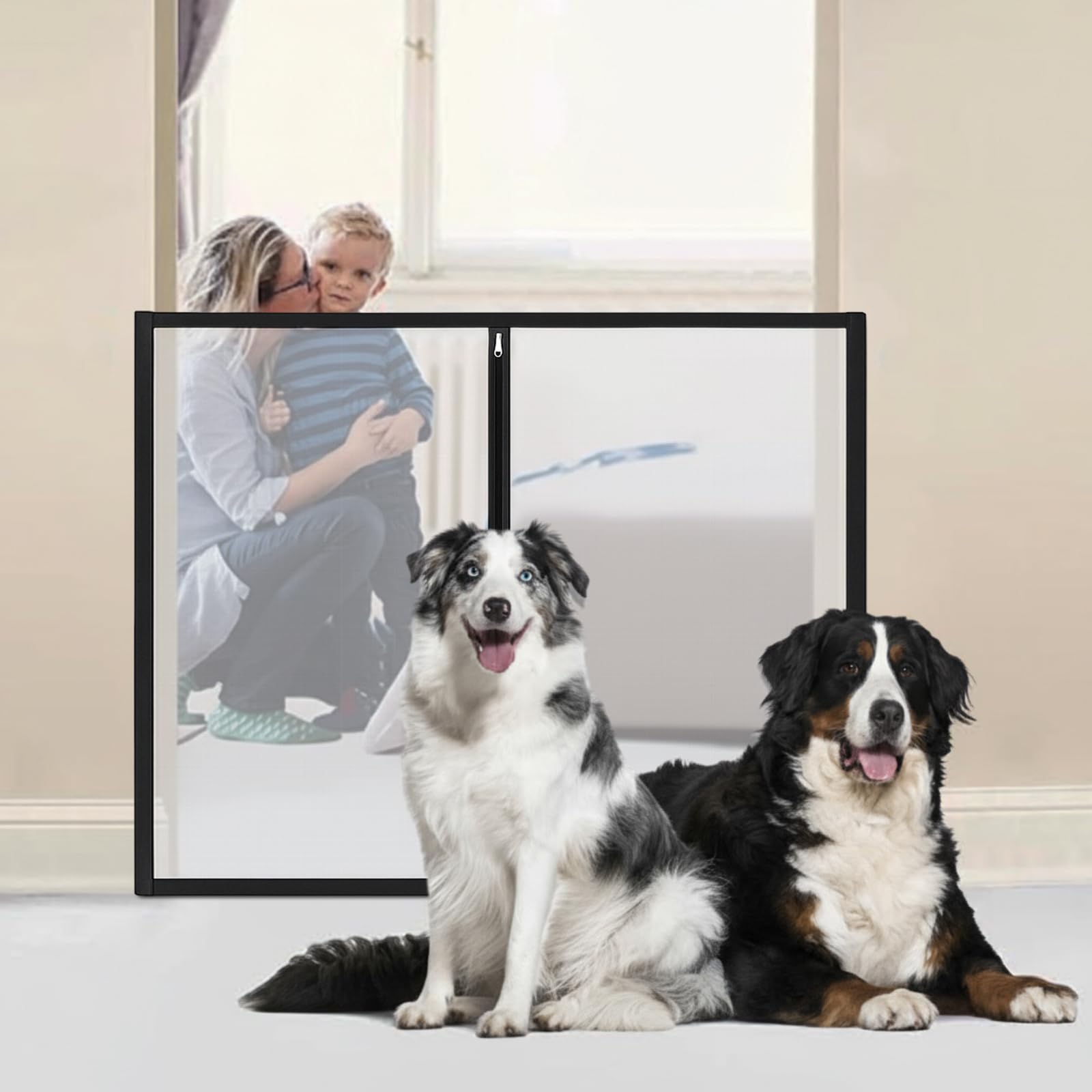 BrightRow dog gate stair application illustrates versatile use across stairs and hallways