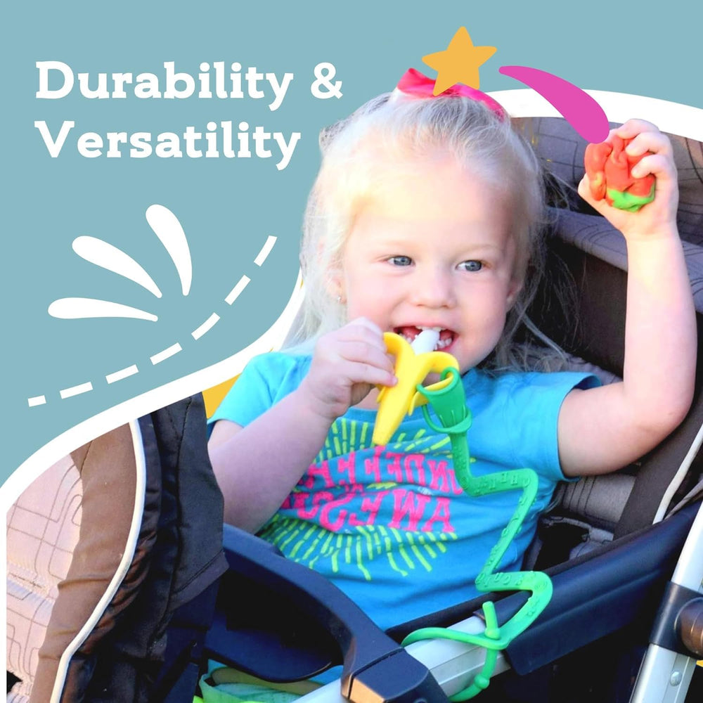 Brilli Baby dishwasher-safe tether cleans easily after outings.
