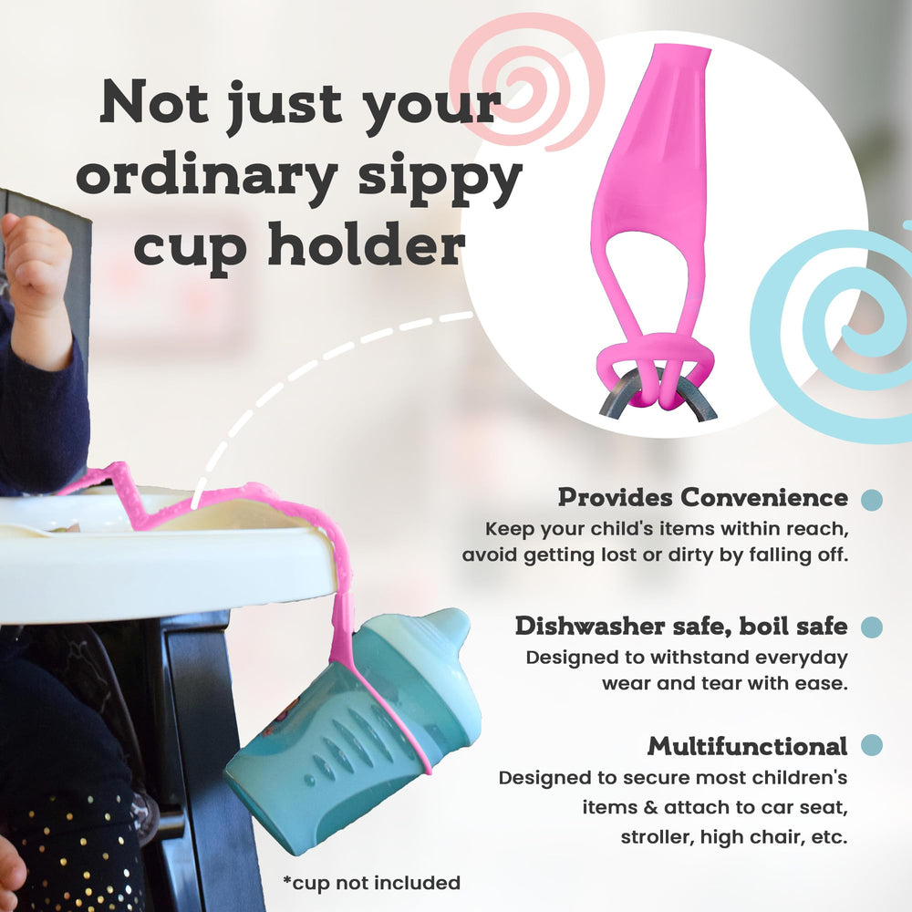 Brilli Baby safety tether USA-made shown on a stroller attachment for mess-free travel.