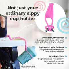 Brilli Baby safety tether USA-made shown on a stroller attachment for mess-free travel.