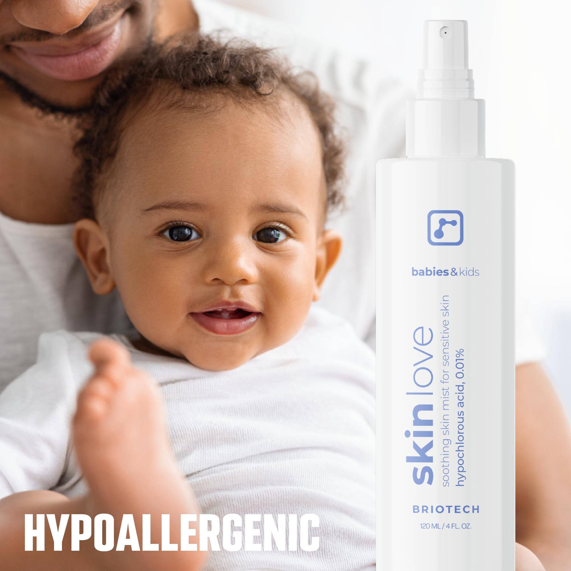 BRIOTECH Baby Skin Love Spray two ingredients highlight purified water and HOCl