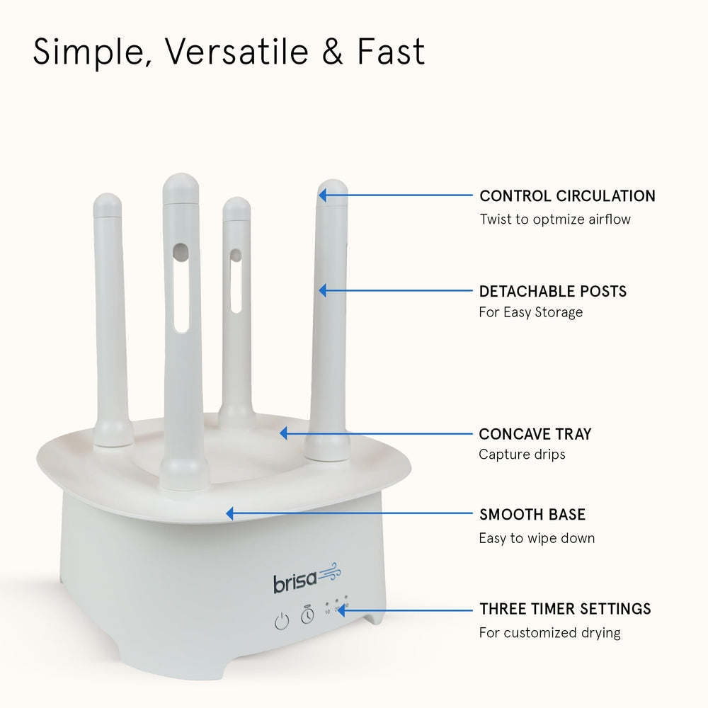 Brisa Rack four drying posts support containers after washing for thorough drying.