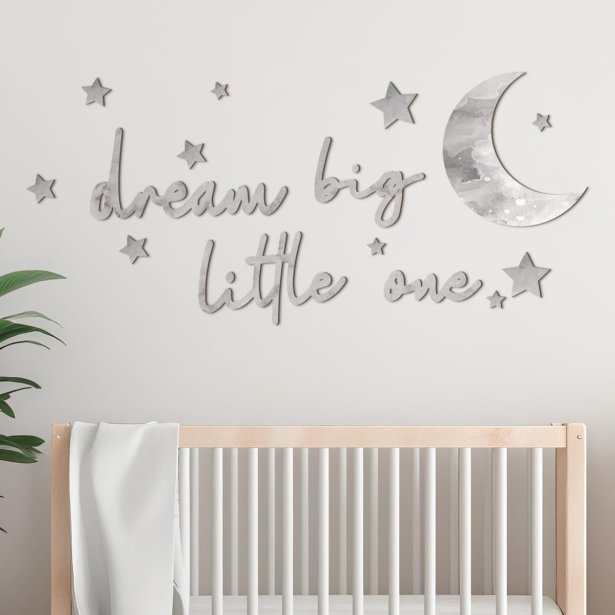 Briwooody Dream Big Sign decor inspires imagination in the nursery