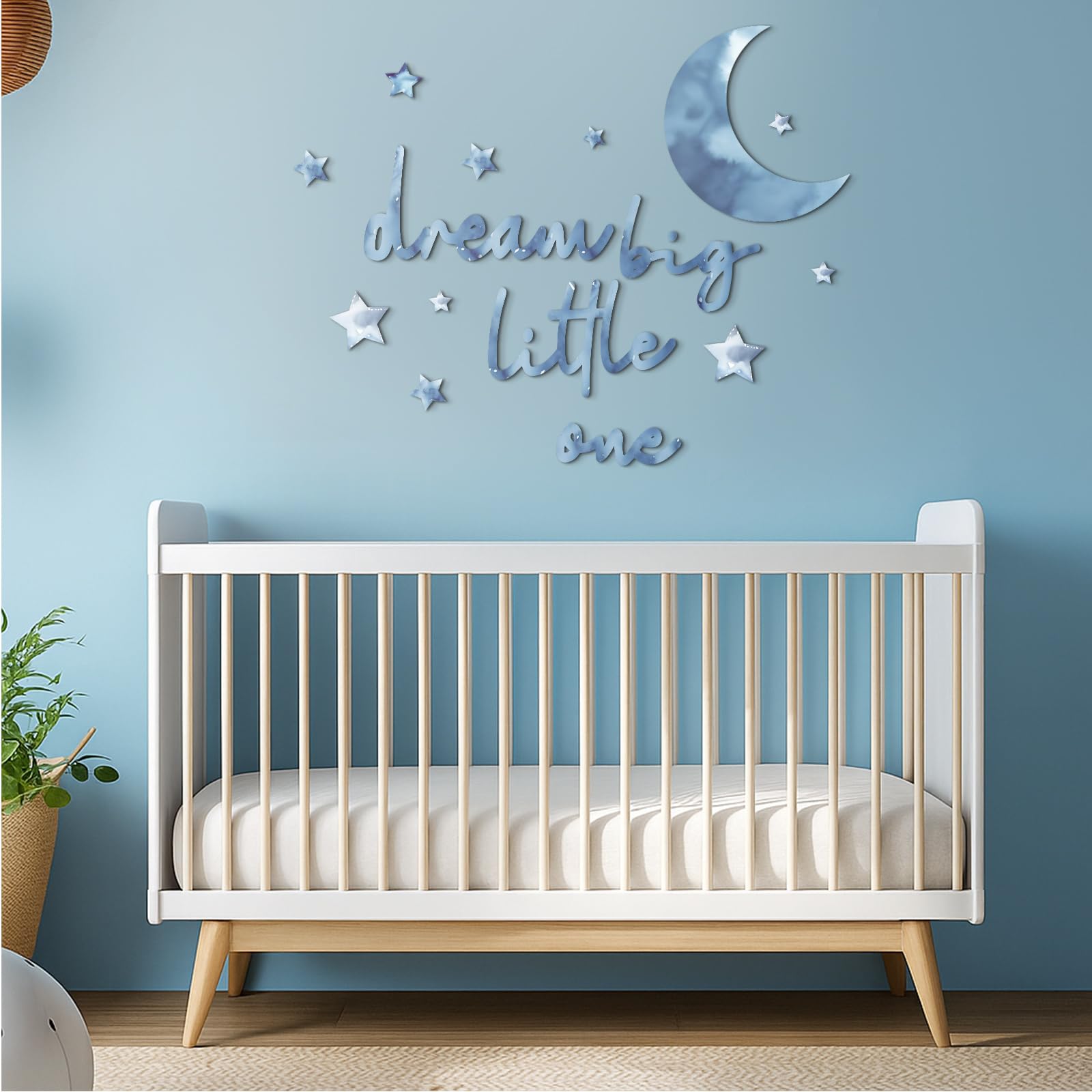 Briwooody moon sign blue nursery adds celestial charm for bedtime calm