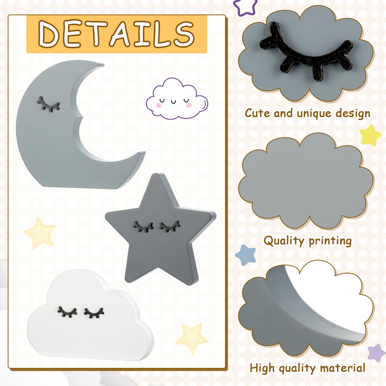 Briwooody Moon Stars Cloud cloud ornament offers cozy focal point for bedrooms