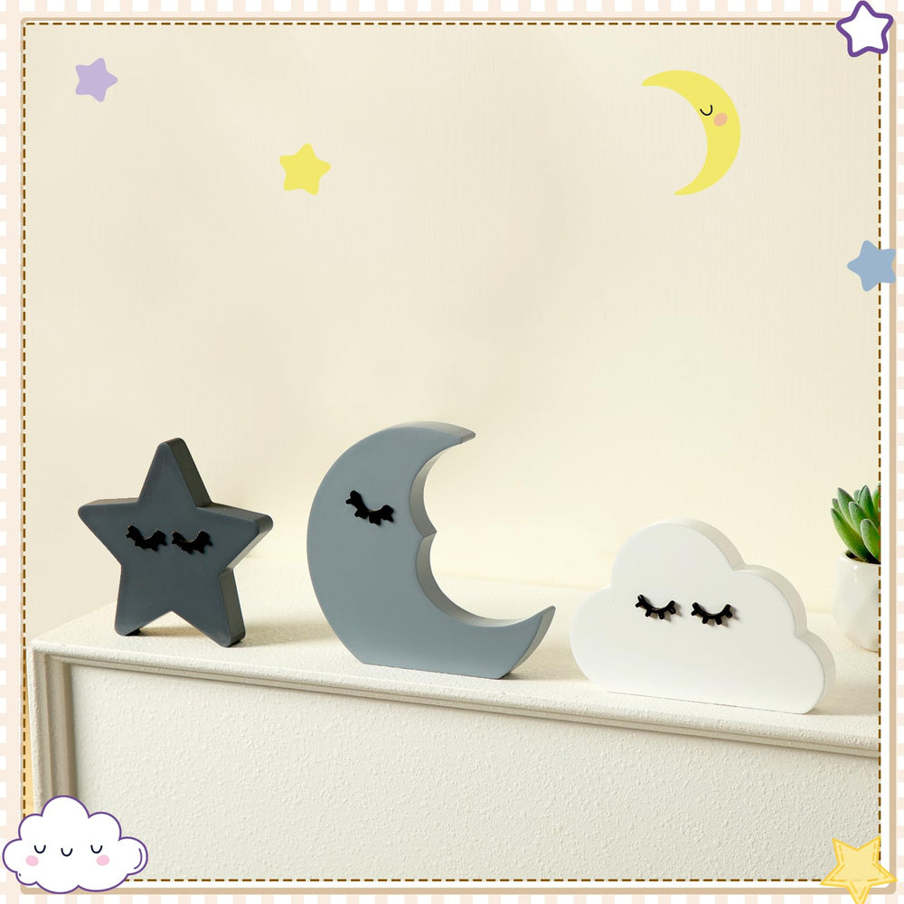 Briwooody Moon Stars Cloud set packaged ready for gifting at baby showers
