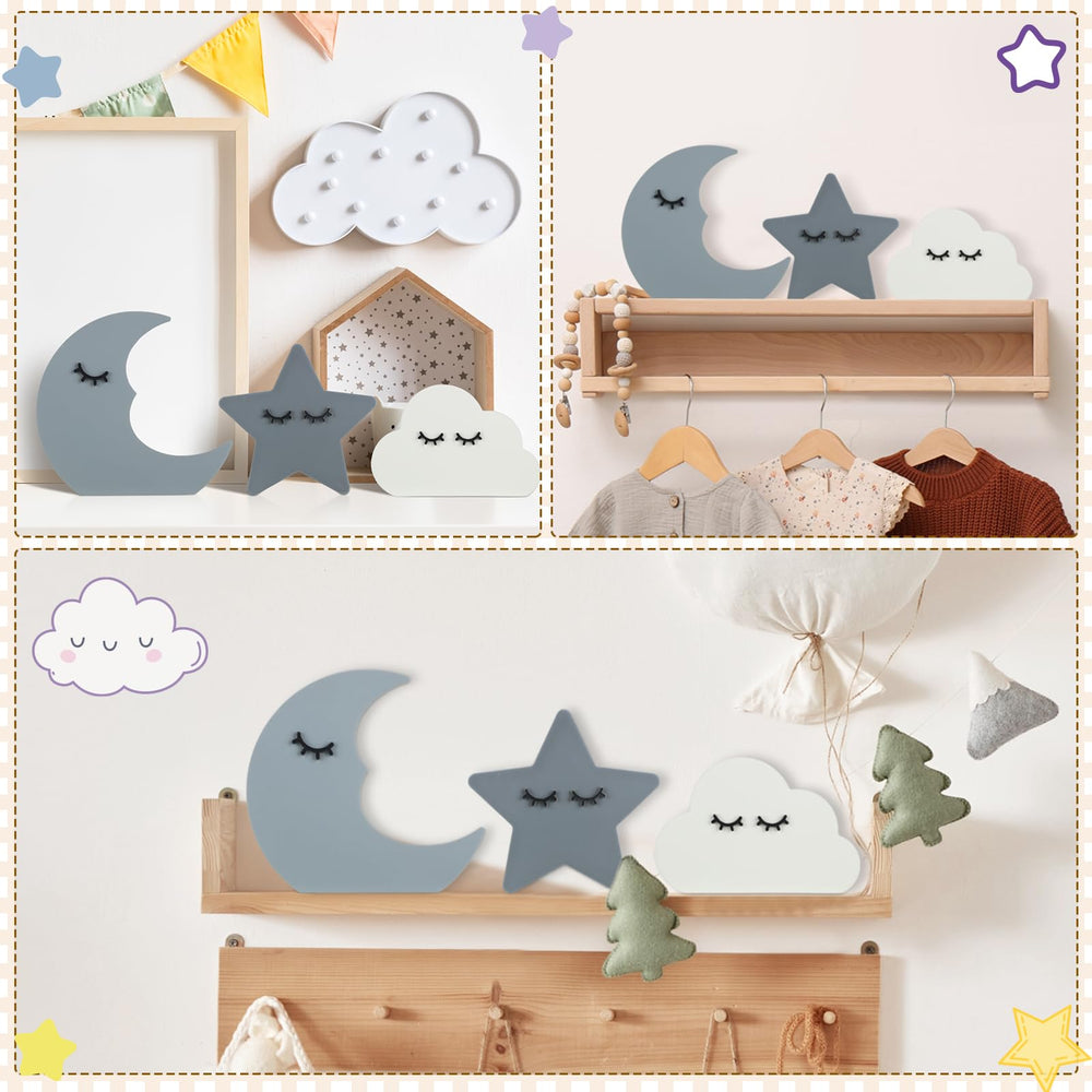Briwooody Moon Stars Cloud arrangement completes nursery room setup with versatile placement options