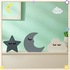 Briwooody Moon Stars Cloud wood decor closeup highlights natural grain and durable design