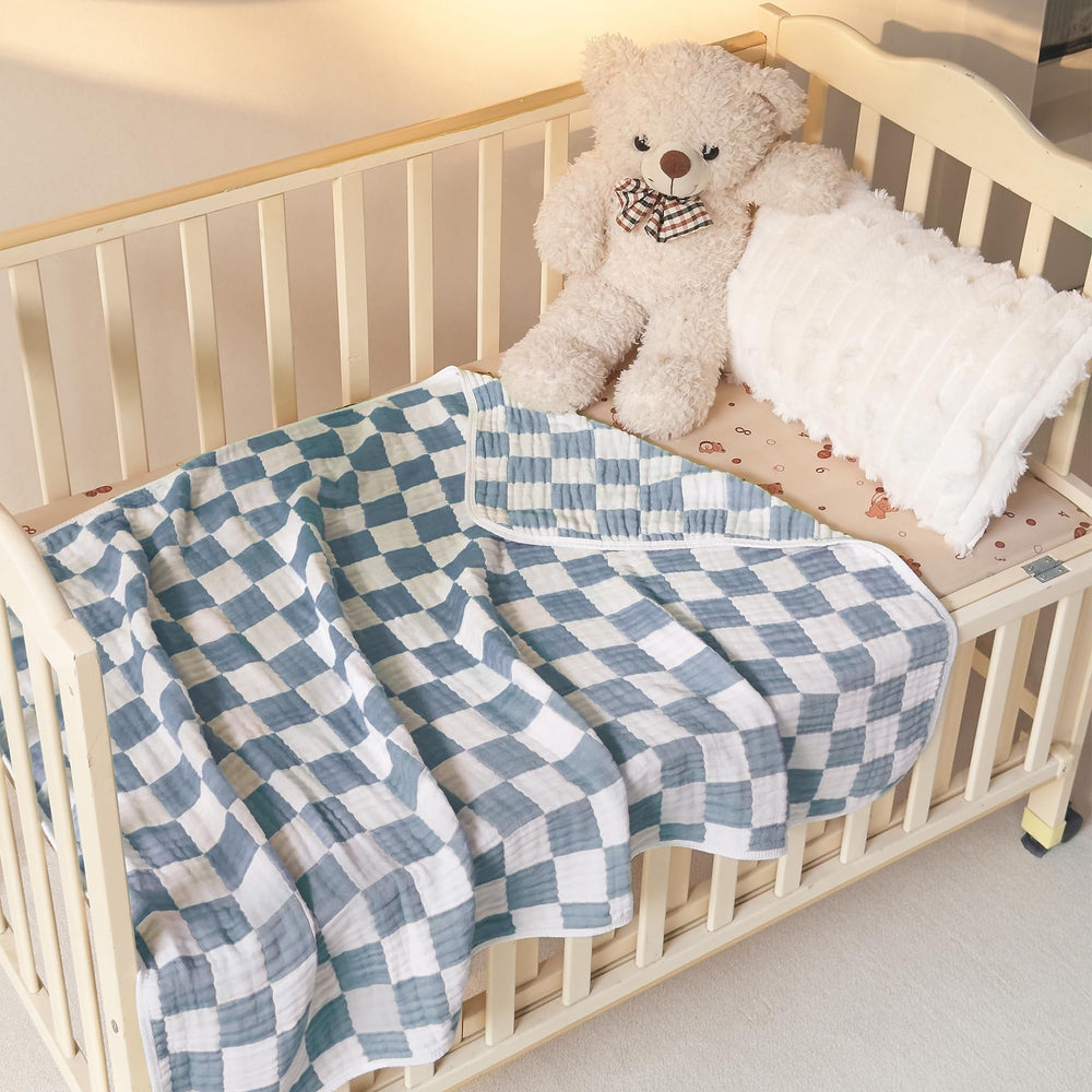 Brnabiou baby blanket blue used in stroller for light coverage
