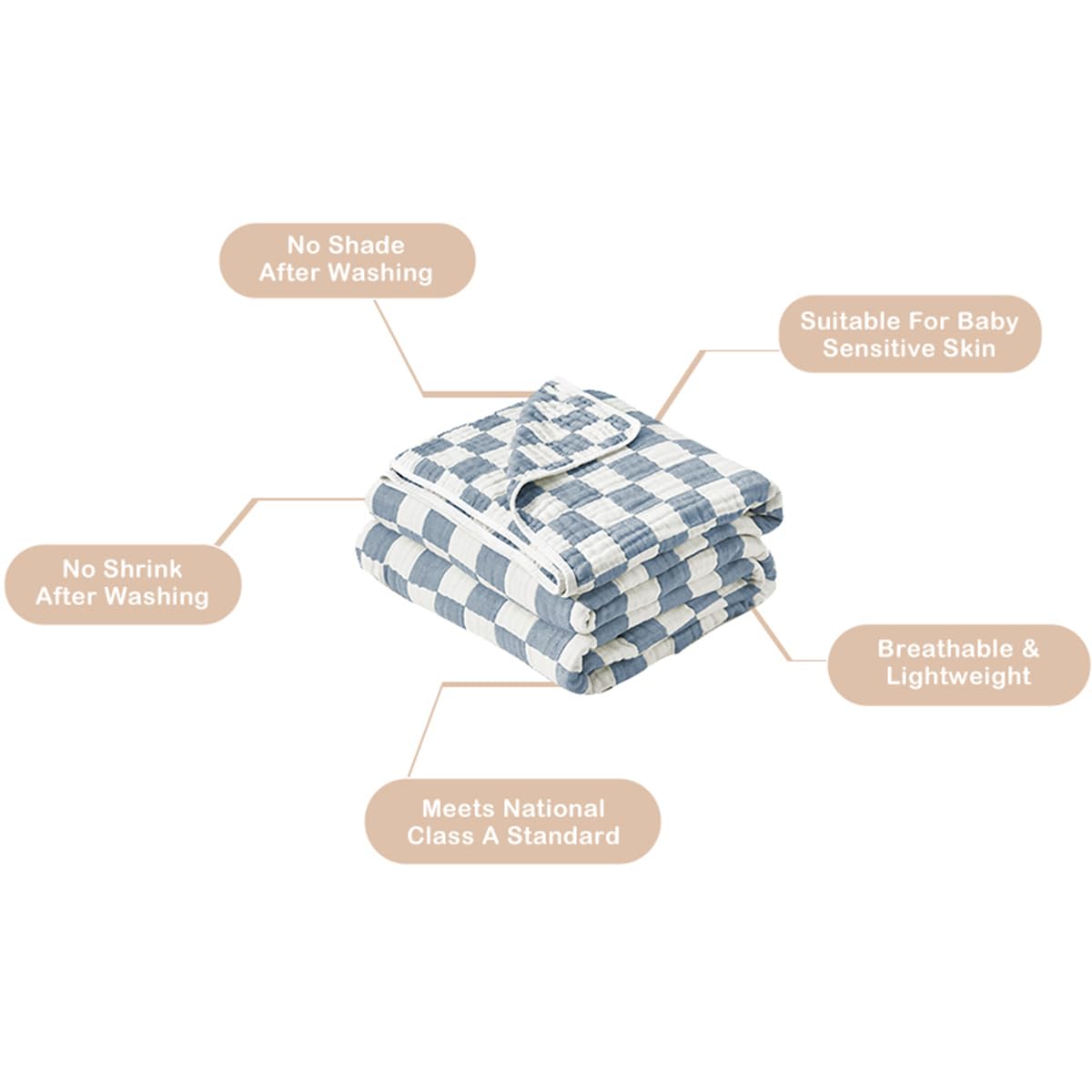 Brnabiou baby blanket blue swaddle setup showing versatility