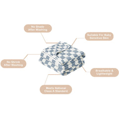 Brnabiou baby blanket blue swaddle setup showing versatility