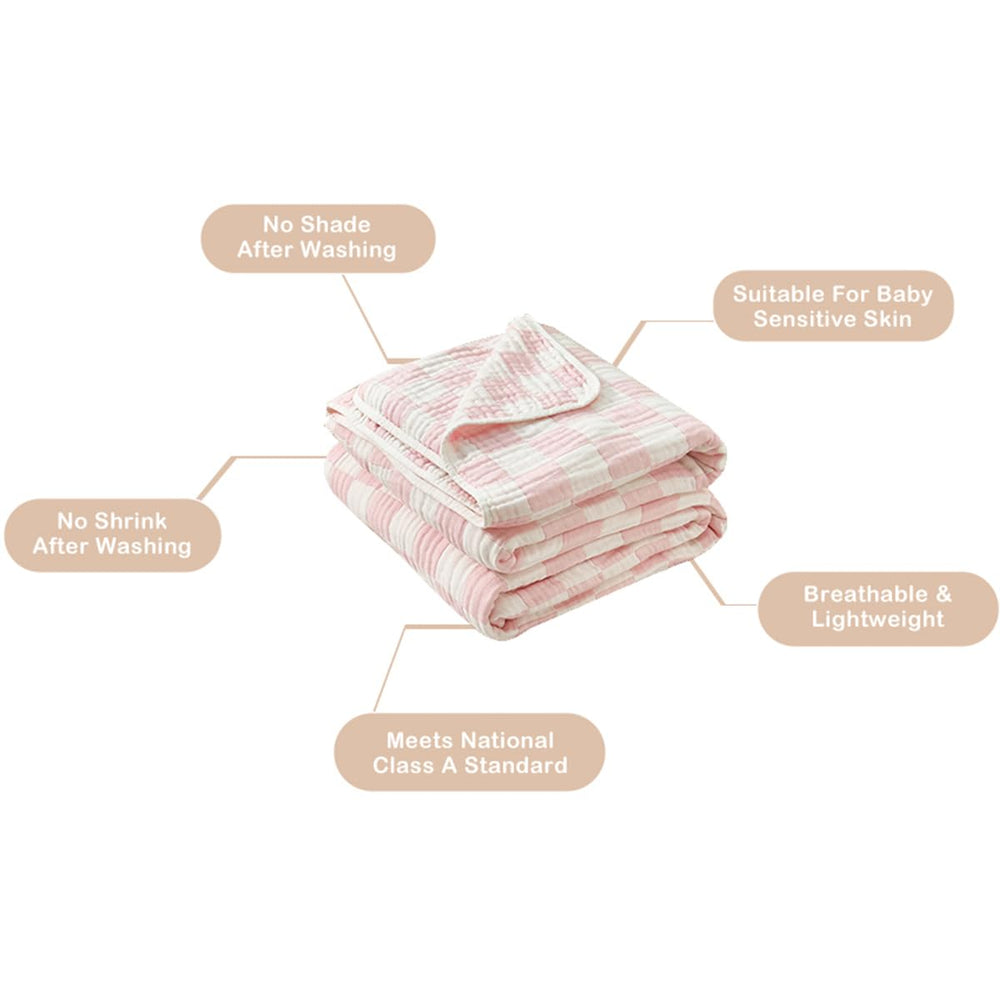 Brnabiou checkered design complements nursery decor with versatile swaddle styling.