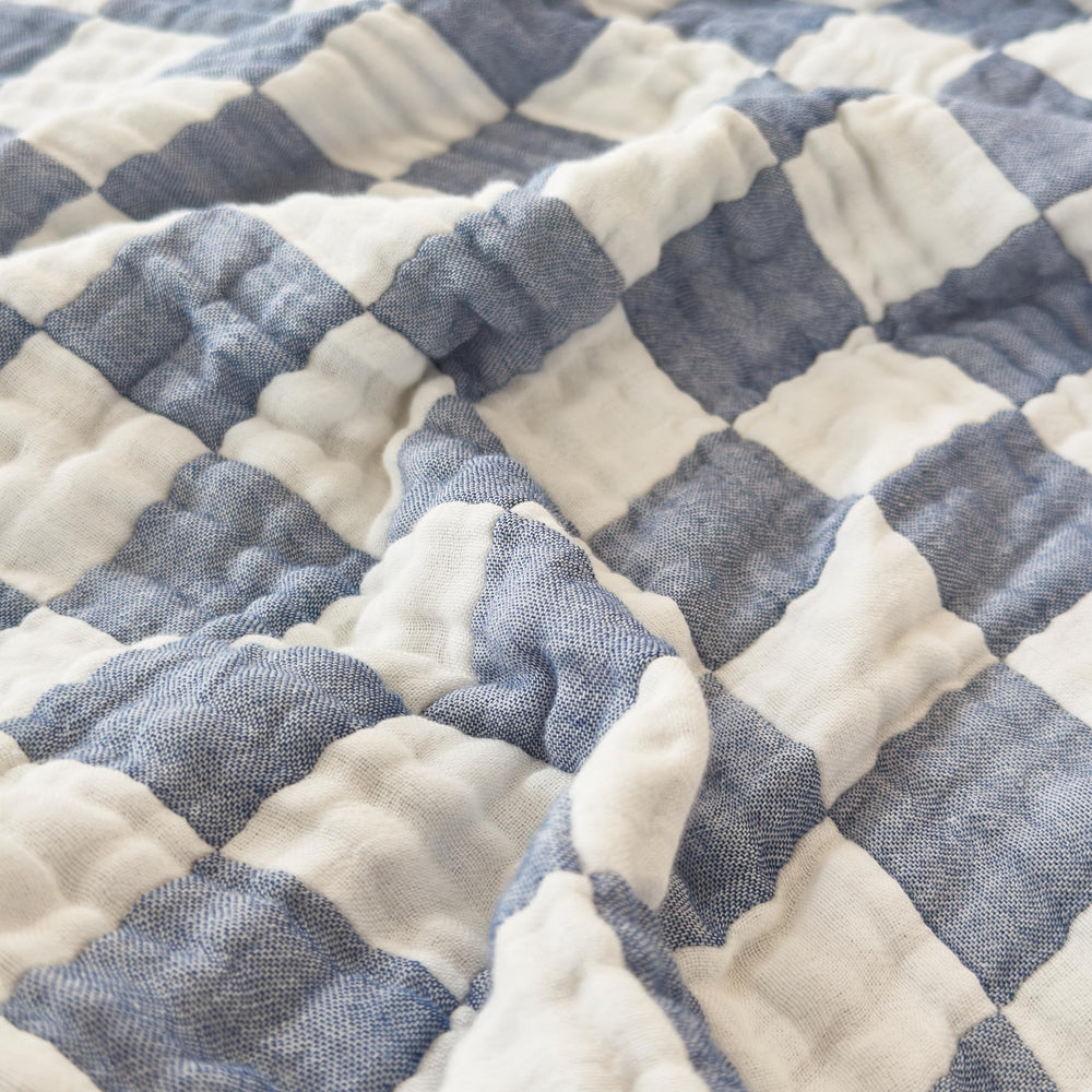 Brnabiou blanket blue used as nursing cover for privacy