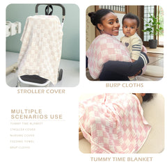 Brnabiou baby blanket on stroller demonstrates lightweight breathable comfort for outings.