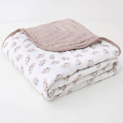 Brnabiou Ultra Soft Muslin Blanket Coffee close-up weave demonstrates breathable fabric for swaddling.