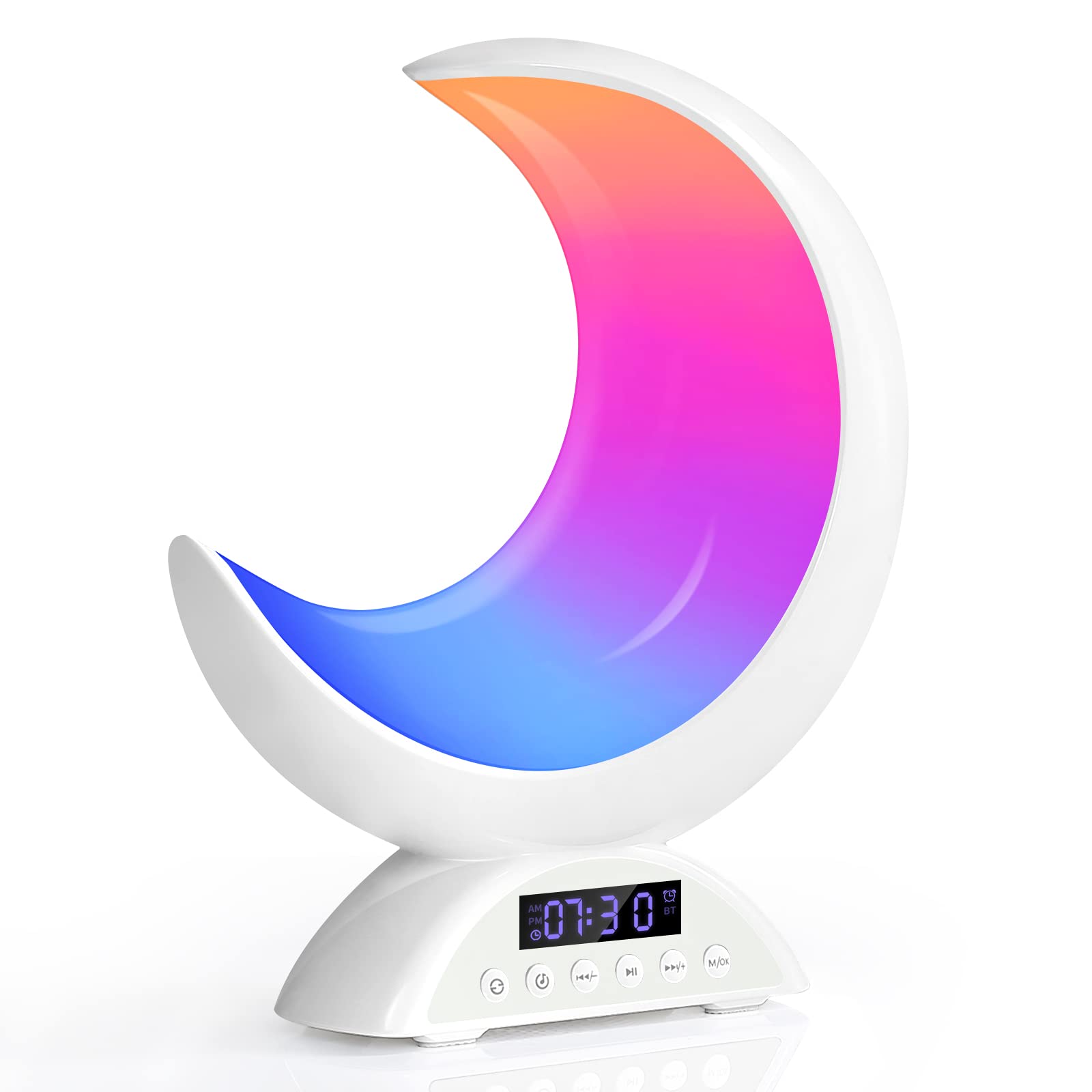 BRNEWO Moon Table Lamp alarm clock glows softly for a calm morning routine