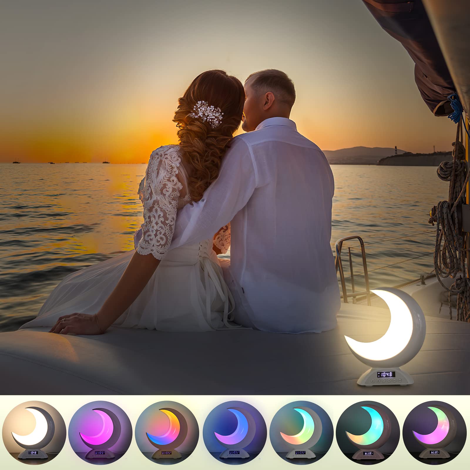 BRNEWO Moon Table Lamp RGB colors create a romantic atmosphere for any setting