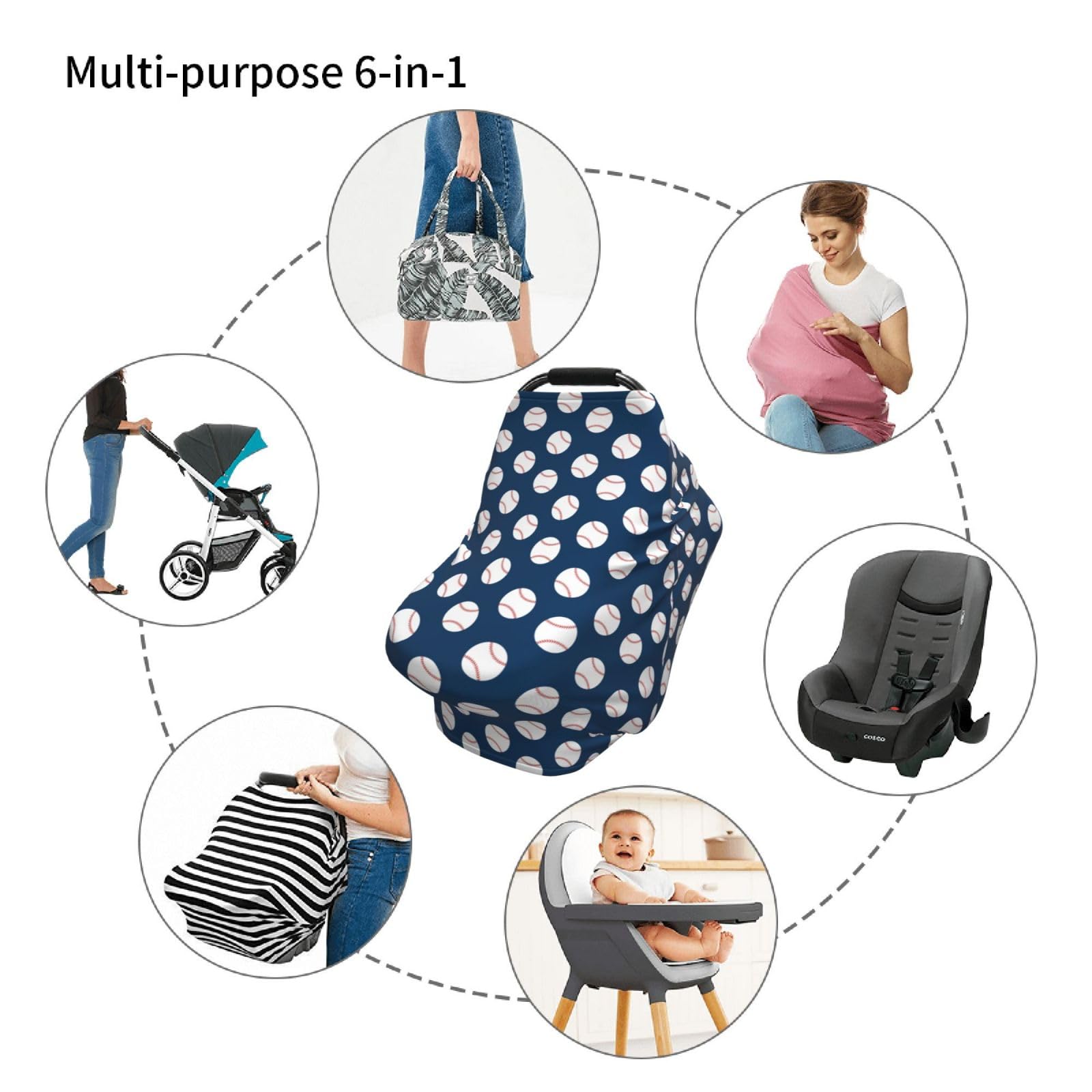 Broiteid baseball-blue high-chair-cover used at a family meal