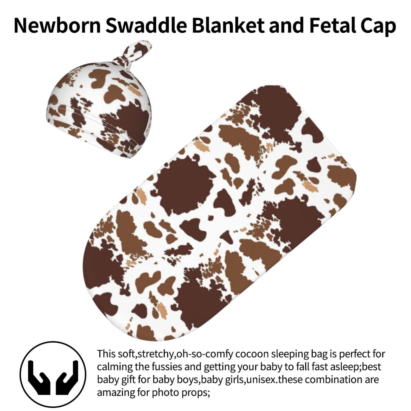 Broiteid cow-print swaddle uses soft polyester fabric for skin-friendly touch.