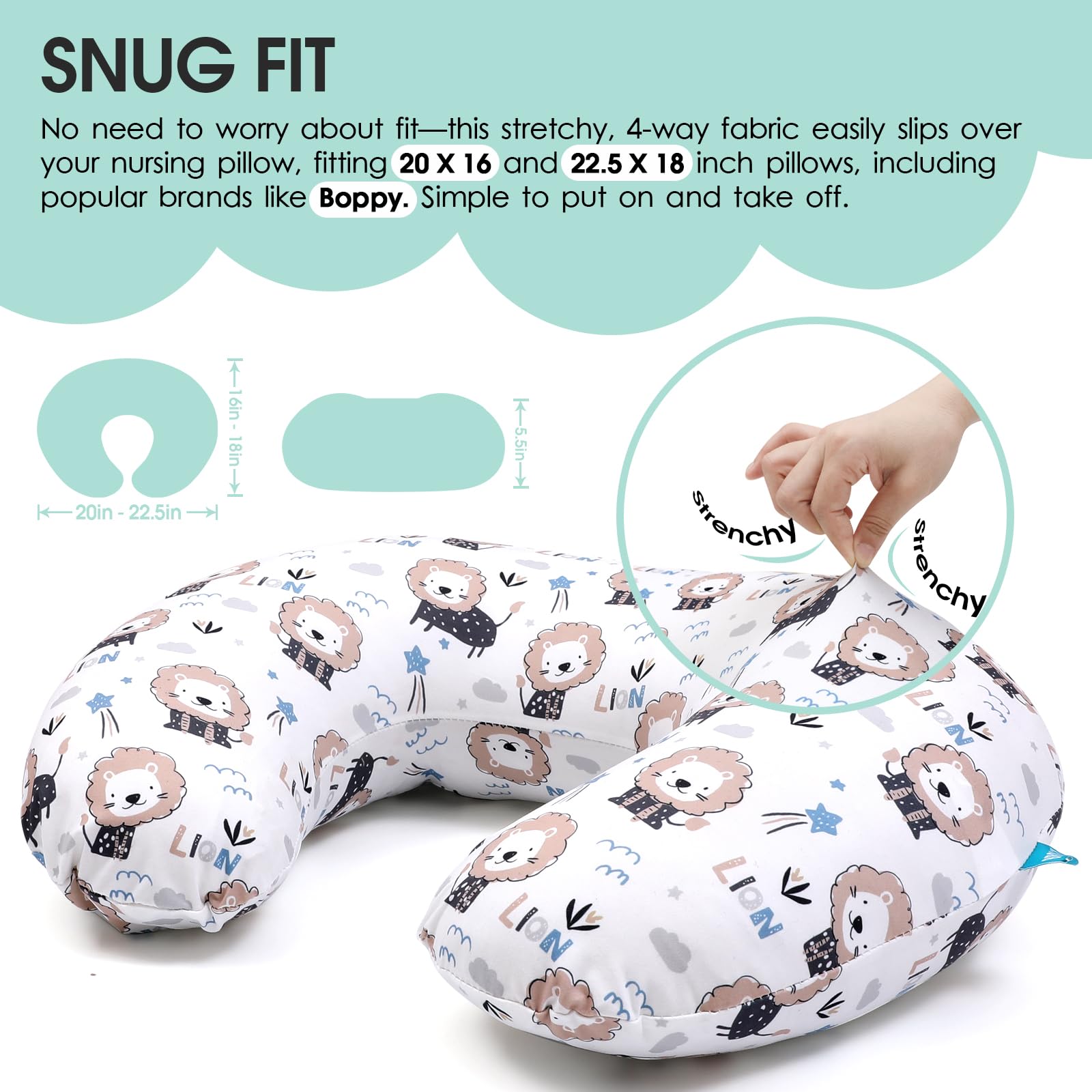 BROLEX 2pack lion-pattern nursing pillow cover adds playful, kid-friendly style