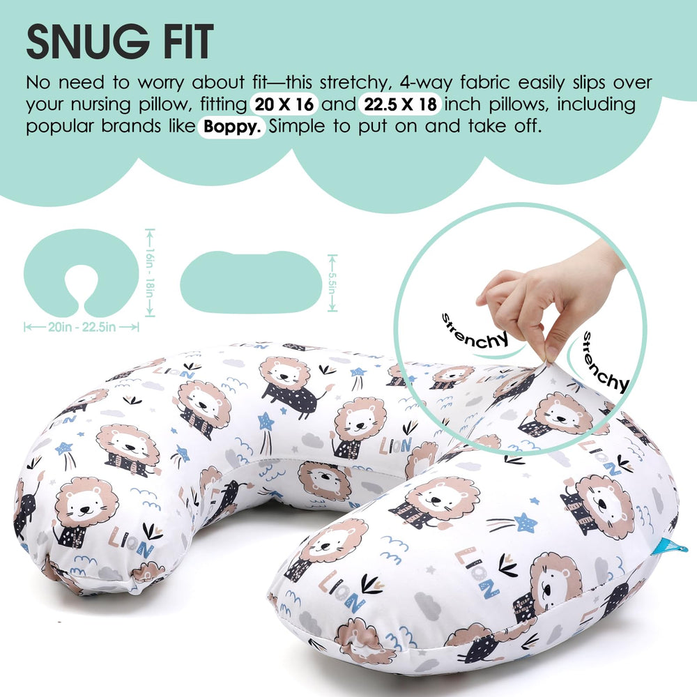BROLEX 2pack lion-pattern nursing pillow cover adds playful, kid-friendly style