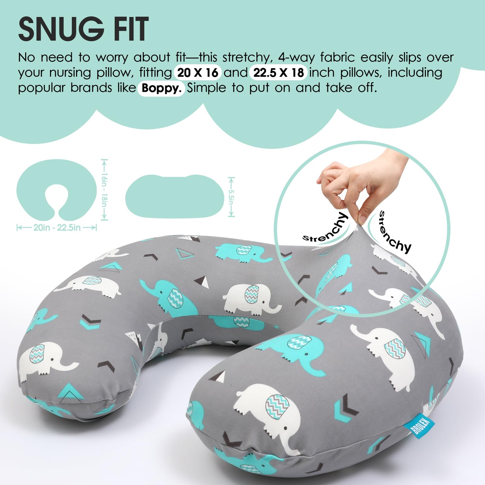BROLEX baby nursing pillow cover whale design enhances nursery charm while gentle on skin