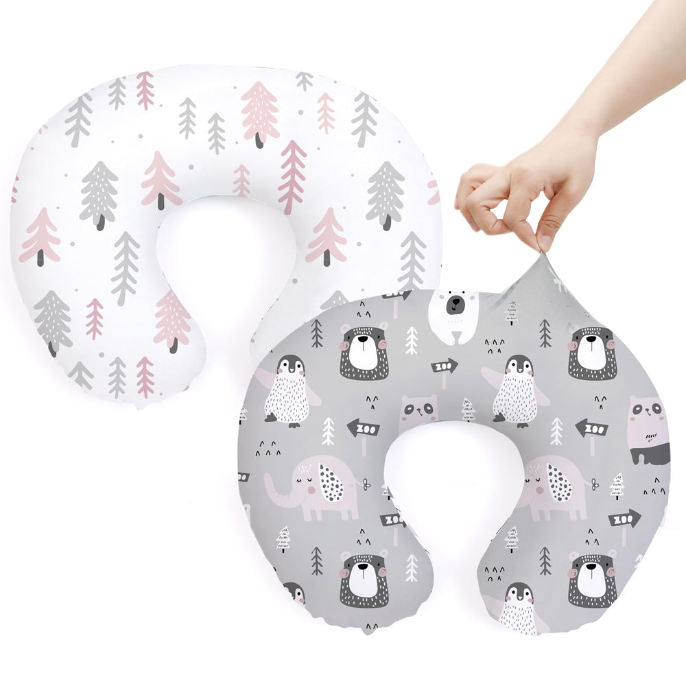BROLEX baby nursing pillow covers pack front view shows two soft slipcovers for comfortable nursing.