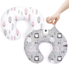BROLEX baby nursing pillow covers pack front view shows two soft slipcovers for comfortable nursing.
