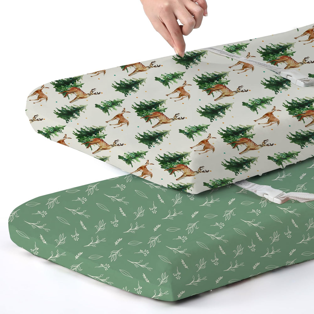 BROLEX changing pad cover 2-pack in Sika Deer foliage offers soft, hypoallergenic surface for newborns