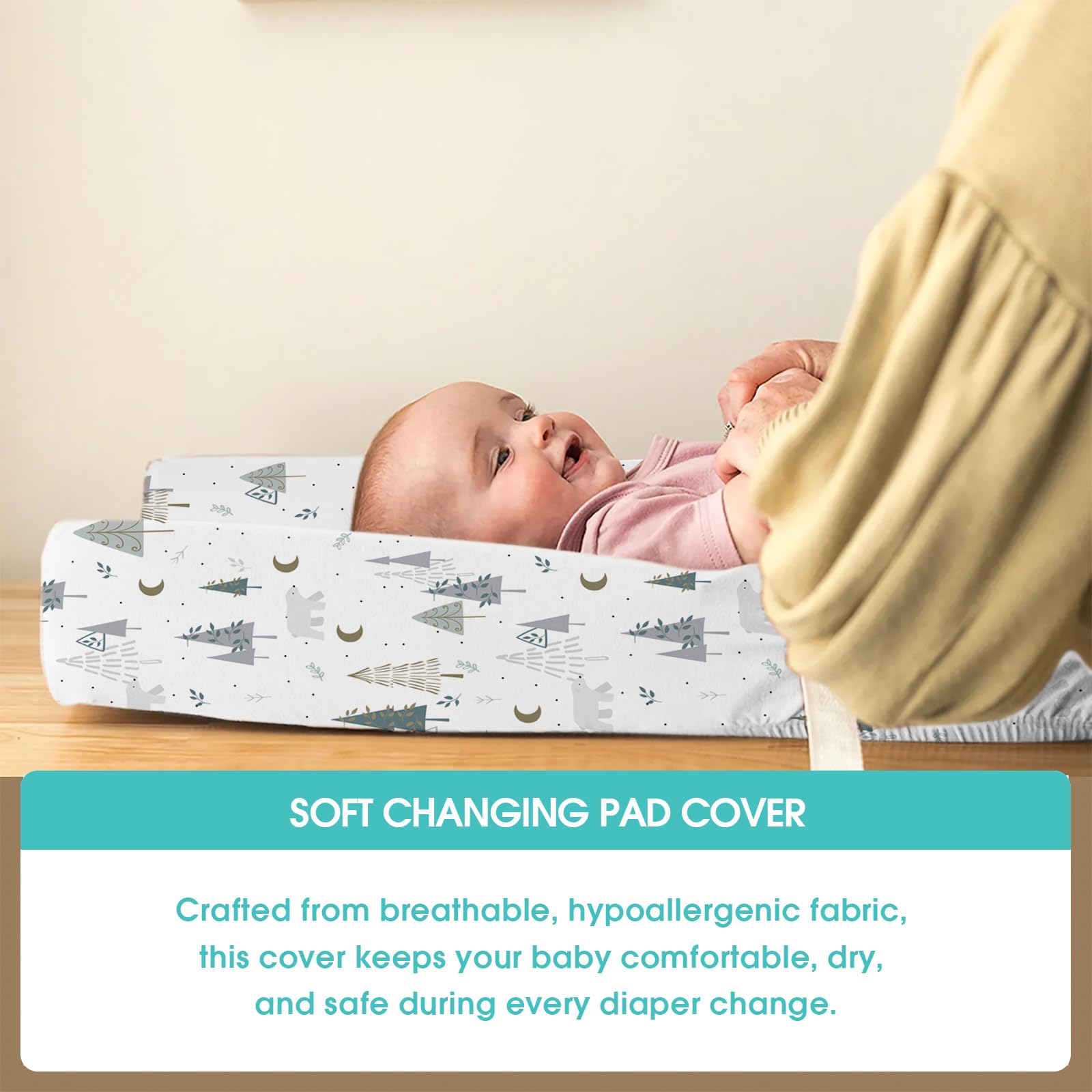 BROLEX changing pad cover elastic-edged design ensures a snug, secure fit.