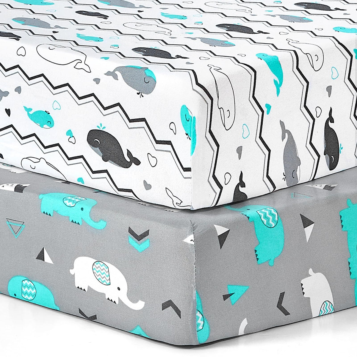 BROLEX Elephant Whale pack-n-play sheets show playful design and plush softness for peaceful naps.