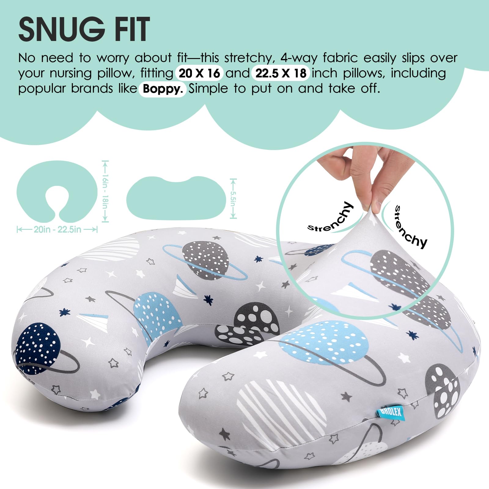 BROLEX Space Planet fabric close-up reveals soft, durable texture ideal for gentle baby contact.