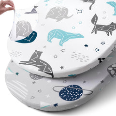 BROLEX space planet bassinet sheet set on a bassinet for cozy naps