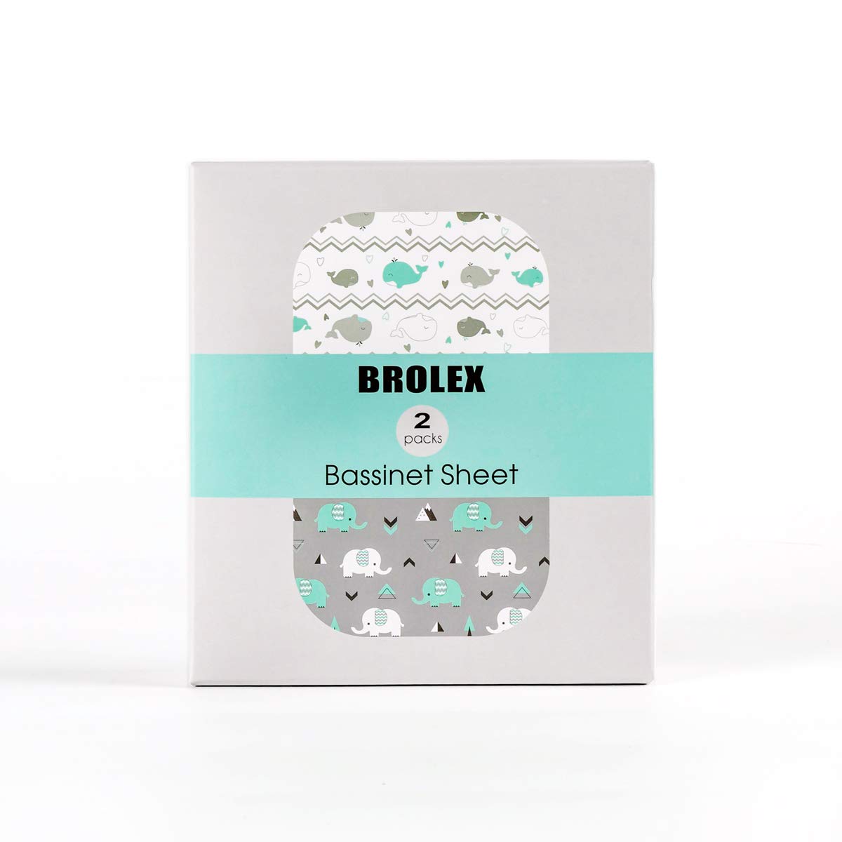 BROLEX whale-design bassinet sheet offers breathable comfort for baby sleep.