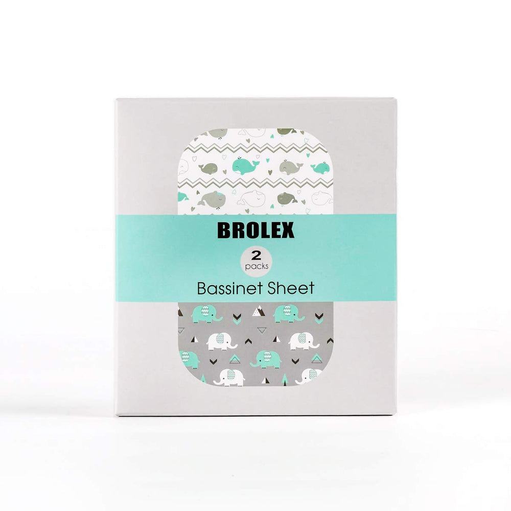 BROLEX whale-design bassinet sheet offers breathable comfort for baby sleep.
