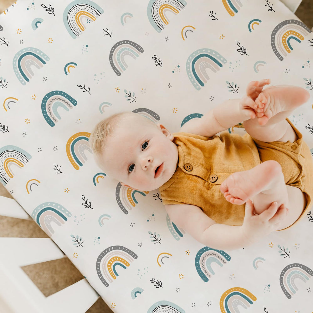 Brolex rainbow-stars design complements nursery décor for gender-friendly style.