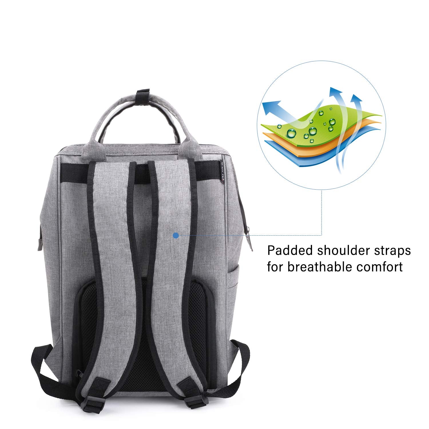 BRONZY versatile large diaper bag backpack dimensions show lightweight, roomy capacity for baby outfits