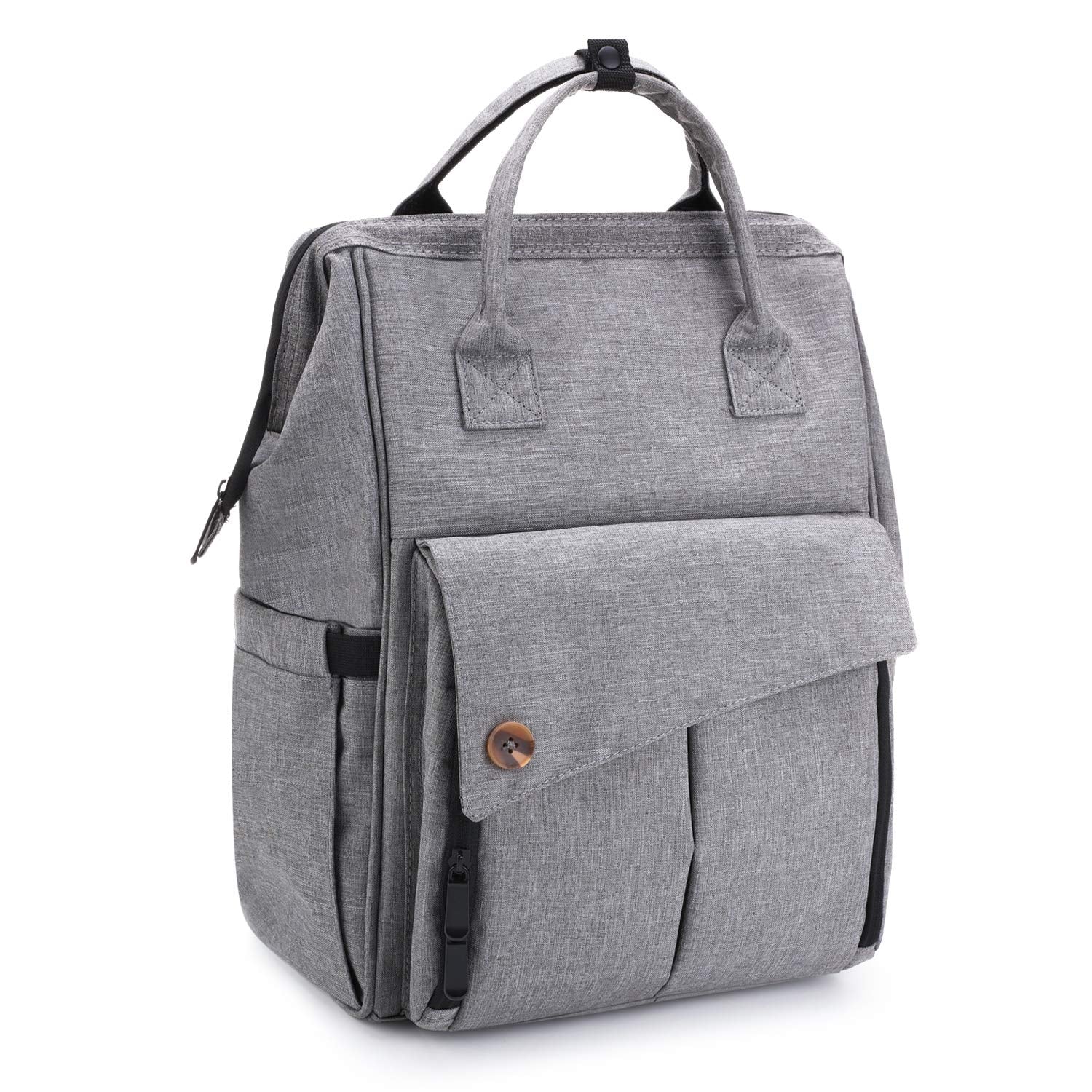 BRONZY versatile large diaper bag backpack front view showing organized space for on-the-go parents
