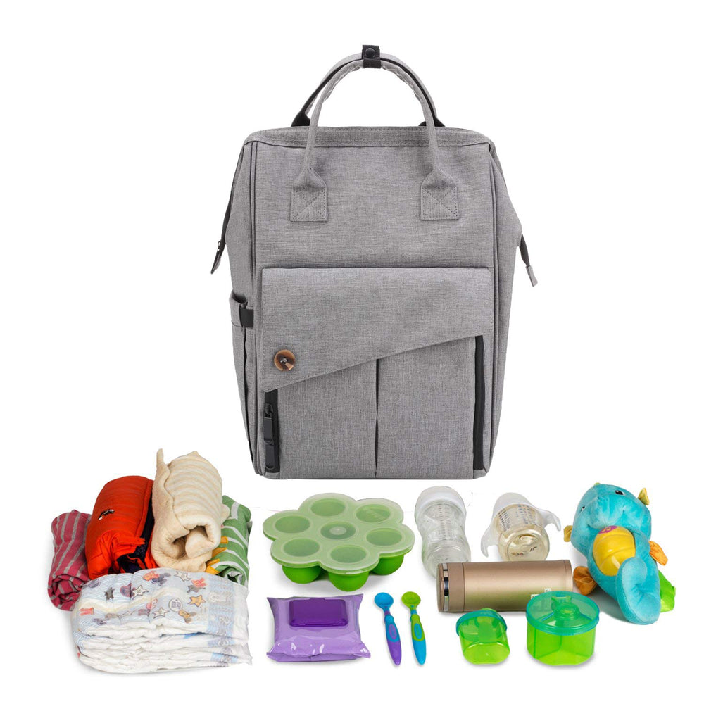 BRONZY versatile large diaper bag backpack on-shoulder wear demonstrates comfortable all-day carry option